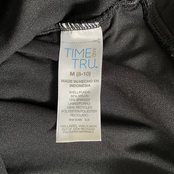 Time Tru Black One Piece Swimsuit Swim Wear Padded Size 8 to 10 Black u - Picture 6 of 7